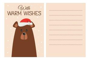 süß Weihnachten Postkarte mit Bär vektor
