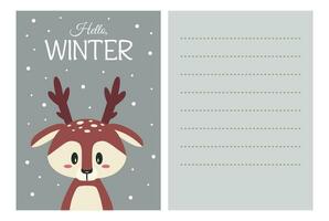 süß Weihnachten Postkarte mit ein Hirsch vektor