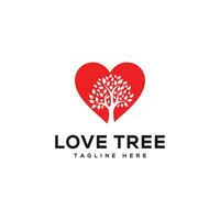 Liebe Baum Natur Logo Design mit Herz Zeichen Vektor Symbol