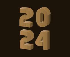 glücklich Neu Jahr 2024 abstrakt braun Grafik Design Vektor Logo Symbol Illustration