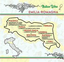 Diagramm von typisch Weine von Emilia Romagna, Italien. Vektor Illustration