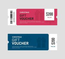 Weihnachten Geschenk Gutschein Vorlage. Geschenk Rabatt Coupon Design zum Urlaub und saisonal Verkauf Karte. Vektor Illustration