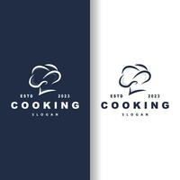 Koch Logo Design Kochen Inspiration und Koch Hut mit einfach Linien zum Restaurant Geschäft Marken vektor
