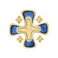 golden jerusalem Kreuz oder fünffach heraldisch Symbol Aquarell Vektor Illustration. heilig Stadt Emblem