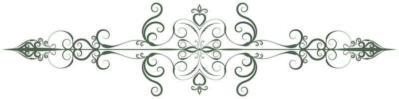 grön årgång rader barock skrolla blomma delare årgång stil för dekorera kort. vektor