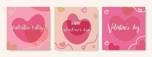 fyrkant rosa mallar för hjärtans dag. vykort för hjärtans dag. hjärtans kort. vektor