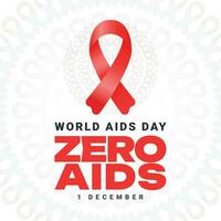 Welt AIDS Tag 1 Dezember Sozial Medien Post Banner mit rot Band Sozial Medien Post vektor