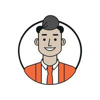 porträtt av en Lycklig företag man avatar i hand dragen klotter tecknad serie stil vektor illustration