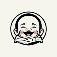 Vektor Porträt von ein glücklich Baby im Hand gezeichnet Gekritzel Stil Vektor Illustration