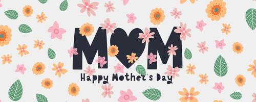 Happy Mothers Day Grußkartenbanner mit typografischem Design und floralen Elementen. Vektor-Illustration. die beste Mutter. vektor