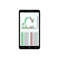 smartphone med ljus pinne Diagram isolerat på vit bakgrund. vektor illustration