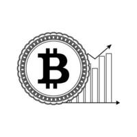 Preis Bitcoin oben Linie Stil. Münze und Diagramm Pfeil. Vektor Illustration
