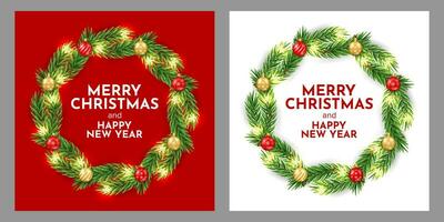 glad jul Lycklig ny år bakgrund med snöflingor och bokeh. för försäljning, baner, affischer, omslag design mallar, social media tapet berättelser vektor