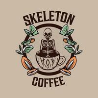 Skelett mit Kaffee Vektor Logo Design