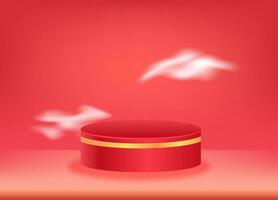 realistisk podium röd 3d bakgrund för valentine scen för Produkter monter och befordran visa, redigerbar skalbar vektor