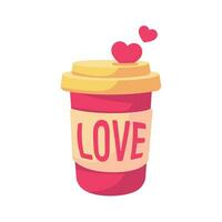 röd kaffe råna och hjärta idéer för dricka kaffe till stimulera kärlek. vektor