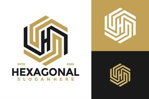 brev h hexagonal logotyp design vektor symbol ikon illustration