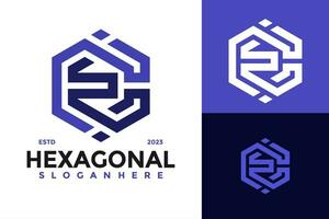 Brief ce Hexagon Logo Design Vektor Symbol Symbol Illustration