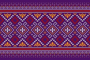 lila Kreuz Stich traditionell ethnisch Muster Paisley Blume Ikat Hintergrund abstrakt aztekisch afrikanisch indonesisch indisch nahtlos Muster zum Stoff drucken Stoff Kleid Teppich Vorhänge und Sarong vektor