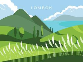 Lombok Savana Landschaft vektor