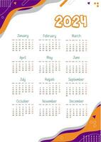 Neu Jahr Kalender 2024 mit interessant Bilder vektor