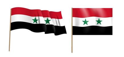 färgglada naturalistiska viftande syriska arabrepublikens flagga. vektor