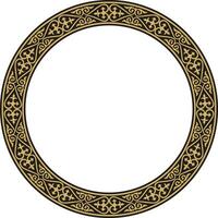Vektor Gold und schwarz kazakh National runden Muster, rahmen. ethnisch Ornament von das Nomaden Völker von Asien, das großartig Steppe, Kasachen, Kirgisen, Kalmücken, Mongolen, Burjaten, Turkmenen