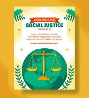 social rättvisa dag vertikal affisch platt tecknad serie hand dragen mallar bakgrund illustration vektor