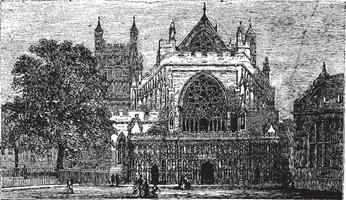 exeter katedral i England, förenad rike, årgång gravyr vektor
