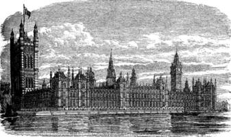 palats av westminster eller hus av parlament i London England årgång gravyr vektor