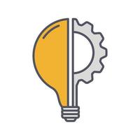innovation tunn linje symbol, kugghjul och lampa lampa ikon. innovationslogotyp. vektor illustration