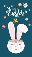 glad påsk, dekorerad påskkort med söt kanin, banner. vektor illustration