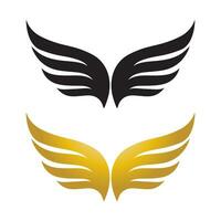 vingar guld och svart fågel logotyp vektor illustration mall