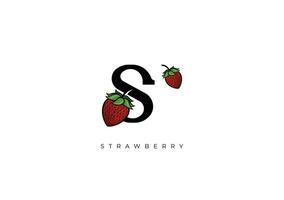 rot Erdbeere Obst Vektor, großartig Kombination von Erdbeere Obst Symbol mit Brief s vektor