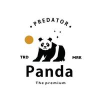 årgång retro panda gris logotyp vektor översikt silhuett konst ikon