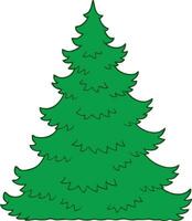 jul träd grön ikon i trendig bondgård stil. Lycklig ny år vattenfärg. vektor illustration av tall silhuett design dekor, skön, växt, modern linje konst stil Semester omslag hälsning tall