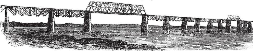 Viadukt Brücke beim Louisville, Kentucky, Ohio, USA, Jahrgang Gravur vektor