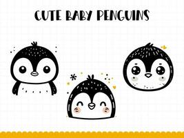 süß Baby Pinguin Gesicht im einfach Gekritzel Stil. Vektor Illustration.