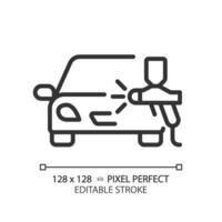 2d Pixel perfekt editierbar schwarz Auto Farbe Symbol, isoliert Vektor, dünn Linie einfach Illustration Darstellen Auto Bedienung und Reparatur. vektor