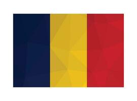 Vektor isoliert Illustration. National dreifarbig Flagge mit Blau, Gelb, Rot, Streifen. offiziell Symbol von Tschad. kreativ Design im niedrig poly Stil mit dreieckig Formen. Gradient Wirkung.