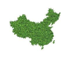 vektor isolerat förenklad illustration ikon med grön gräs- silhuett av Kina Karta. vit bakgrund