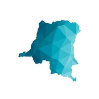 Vektor isoliert Illustration Symbol mit vereinfacht Blau Silhouette von demokratisch Republik von das Kongo Karte. polygonal geometrisch Stil, dreieckig Formen. Weiß Hintergrund.