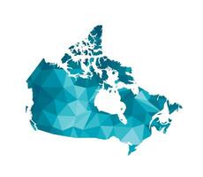 Vektor isoliert Illustration Symbol mit vereinfacht Blau Silhouette von Kanada Karte. polygonal geometrisch Stil, dreieckig Formen. Weiß Hintergrund