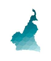 Vektor isoliert Illustration Symbol mit vereinfacht Blau Silhouette von Kamerun Karte. polygonal geometrisch Stil. Weiß Hintergrund.
