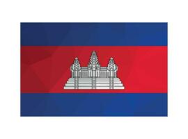 vektor illustration. officiell baner av kambodja. nationell flagga i röd, blå färger med vit tempel komplex angkor wat. kreativ design i polygonal stil