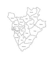 Vektor isoliert Illustration von vereinfacht administrative Karte von Burundi. Grenzen und Namen von das Provinzen, Regionen. schwarz Linie Silhouetten.