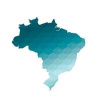 vektor isolerat illustration ikon med förenklad blå silhuett av Brasilien Karta. polygonal geometrisk stil. vit bakgrund.