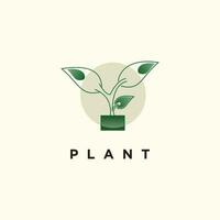 växt logotyp design med grön träd vektor