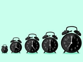 klockor är anordnad förbi sida. de begrepp av förändra över tid och företag tillväxt vektor