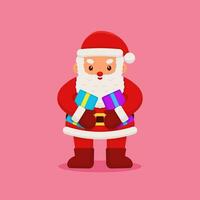 Vektor Illustration von Santa claus halten Geschenke. Weihnachten Design Konzept